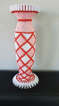 Vase blanc / rouge -  REF : 0061